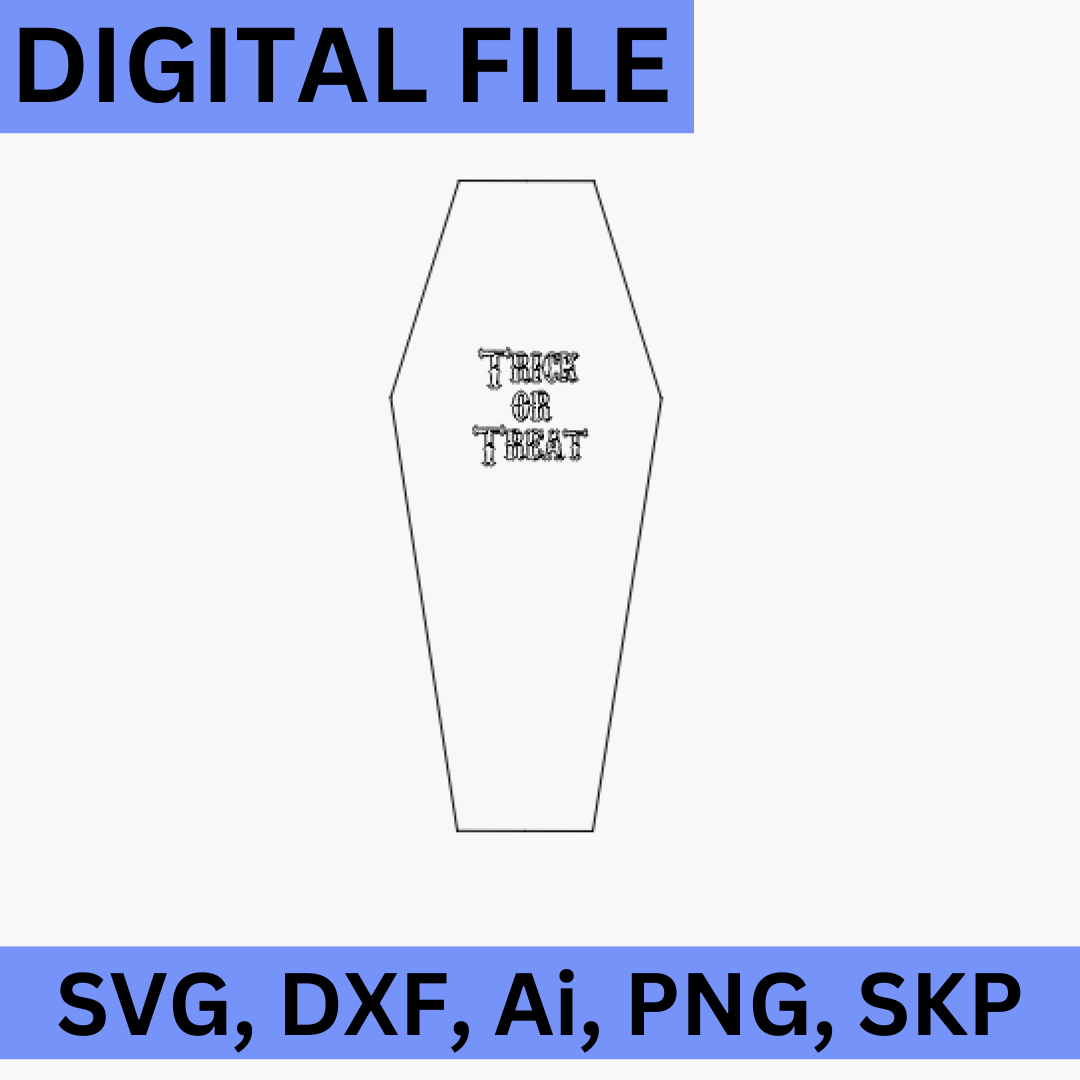 Digital File Candy Coffin Template SVG, DXF, Adobe Illustrator, SkectchUp (SKP), and PNG. 