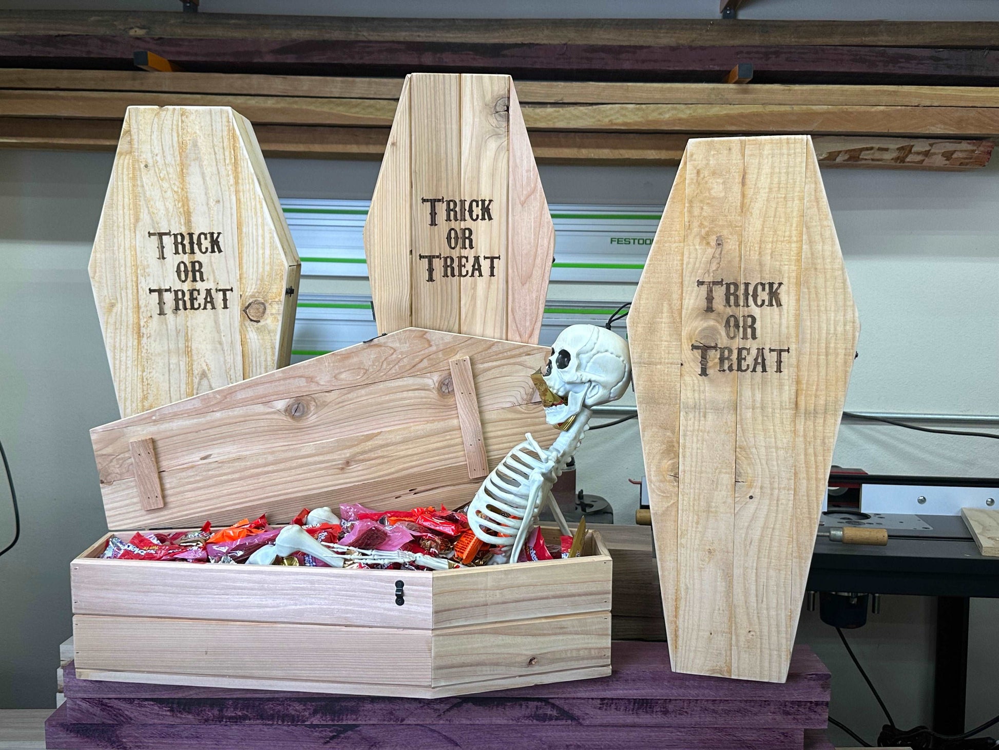 Wooden Coffin Candy Holder