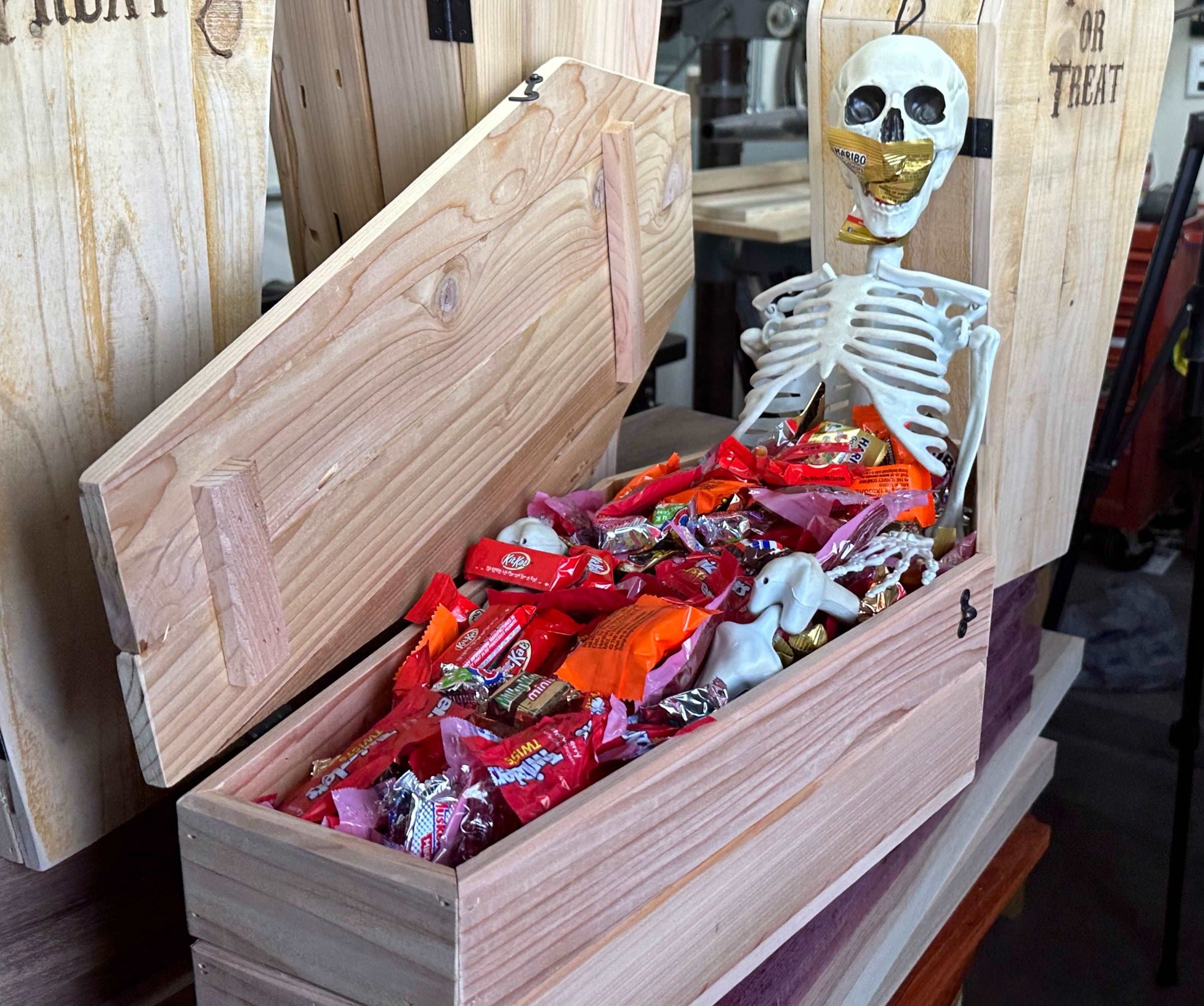 Wooden Coffin Candy Holder