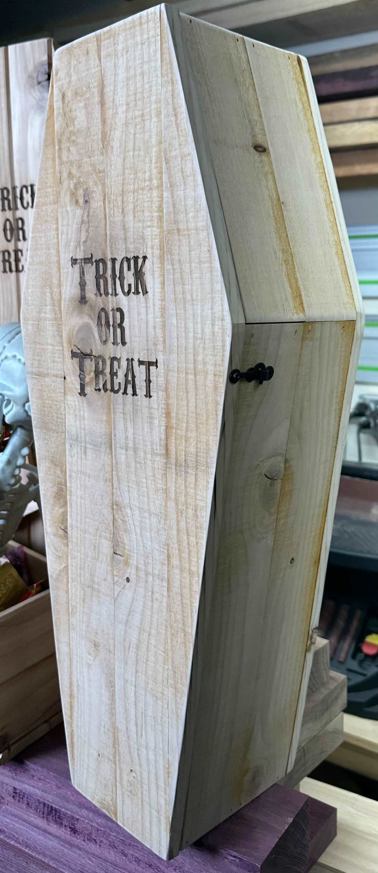 Wooden Coffin Candy Holder