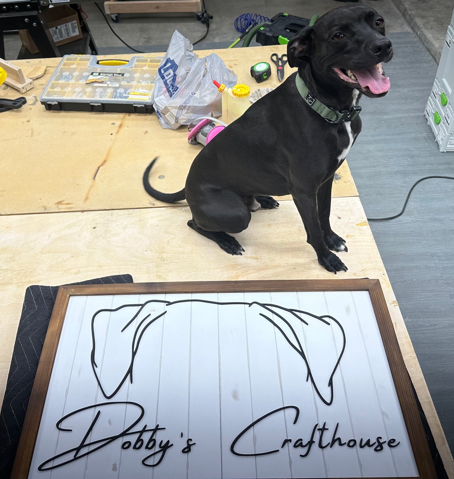 Dobby's Crafthouse custom sign with Dobby approving of the work well done. 