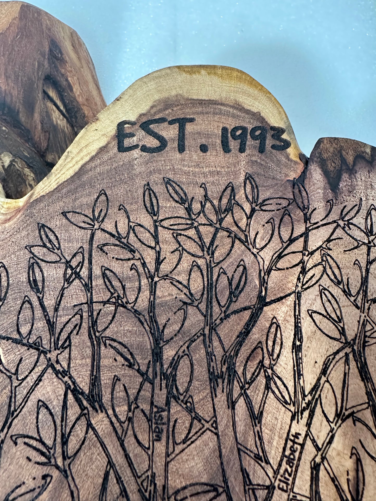 Family Tree Custom Engraving on Mesquite Round