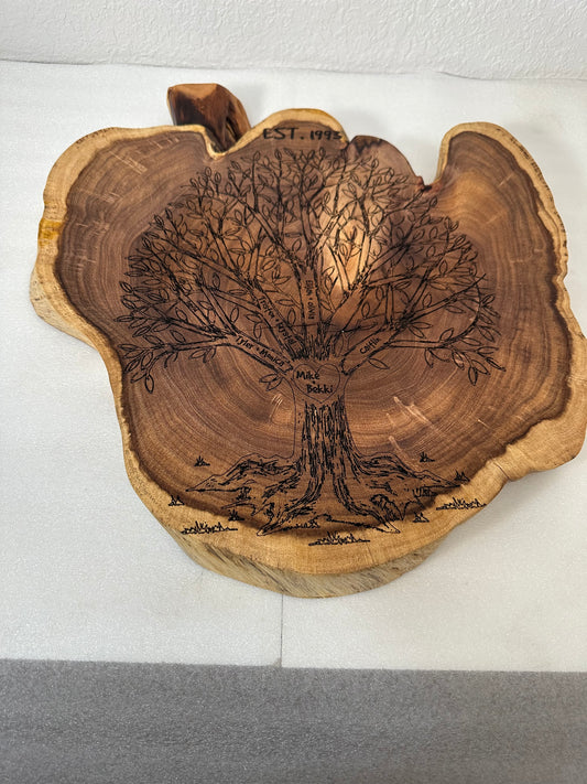 Family Tree Custom Engraving on Mesquite Round