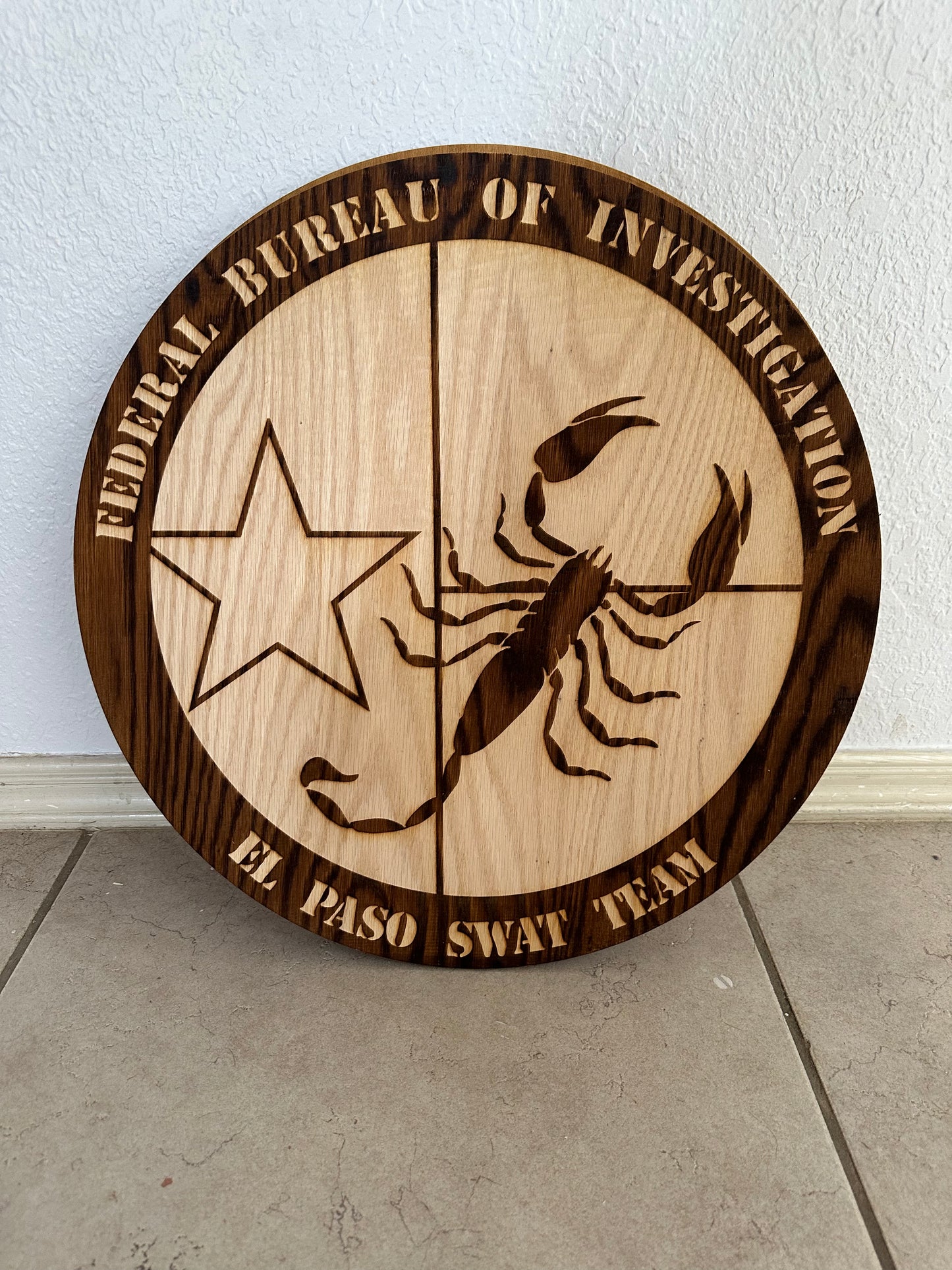 Laser Engraved FBI EL Paso SWAT Logo - 20" Diameter