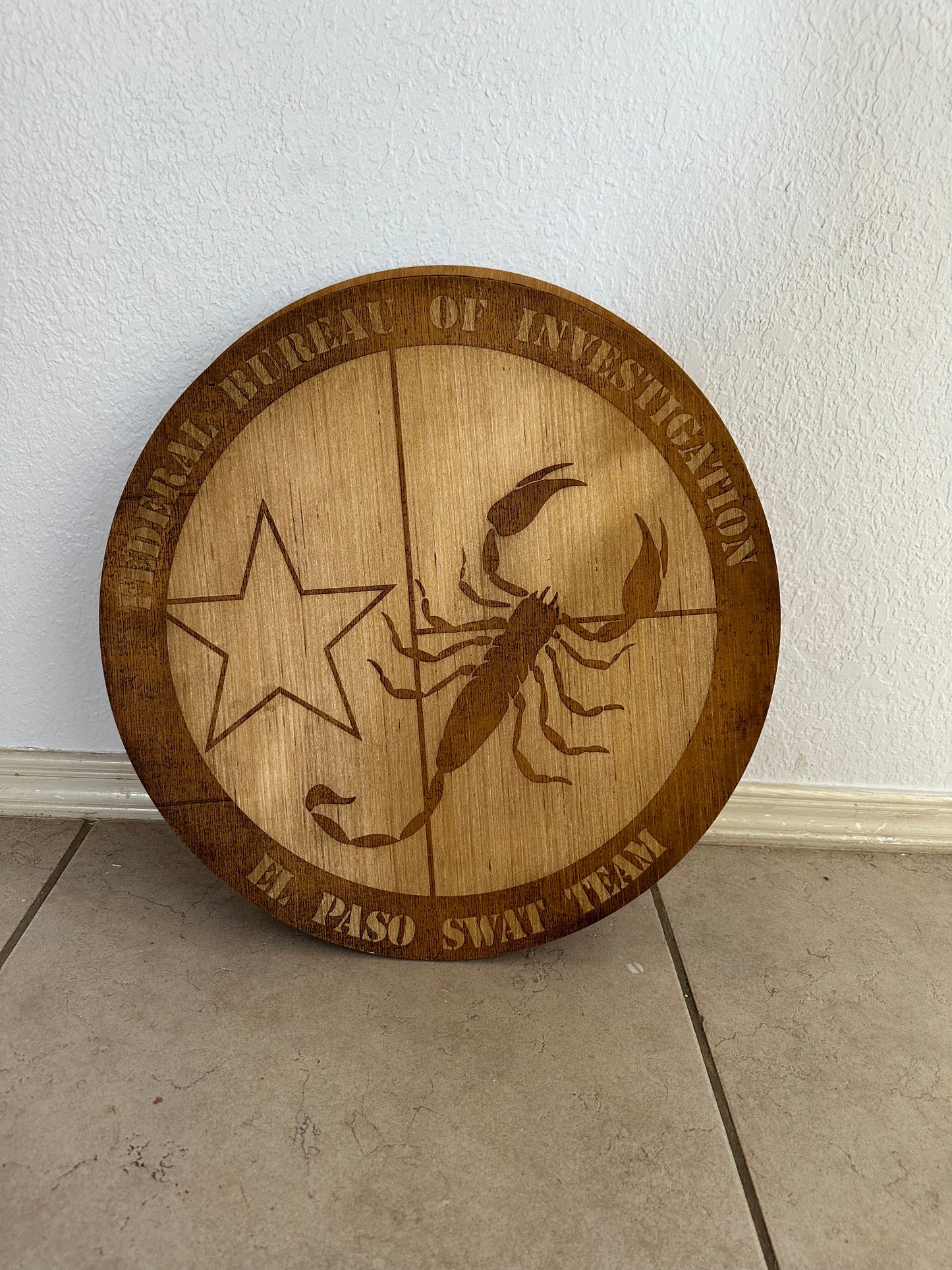 Laser Engraved FBI EL Paso SWAT Logo - 20" Diameter