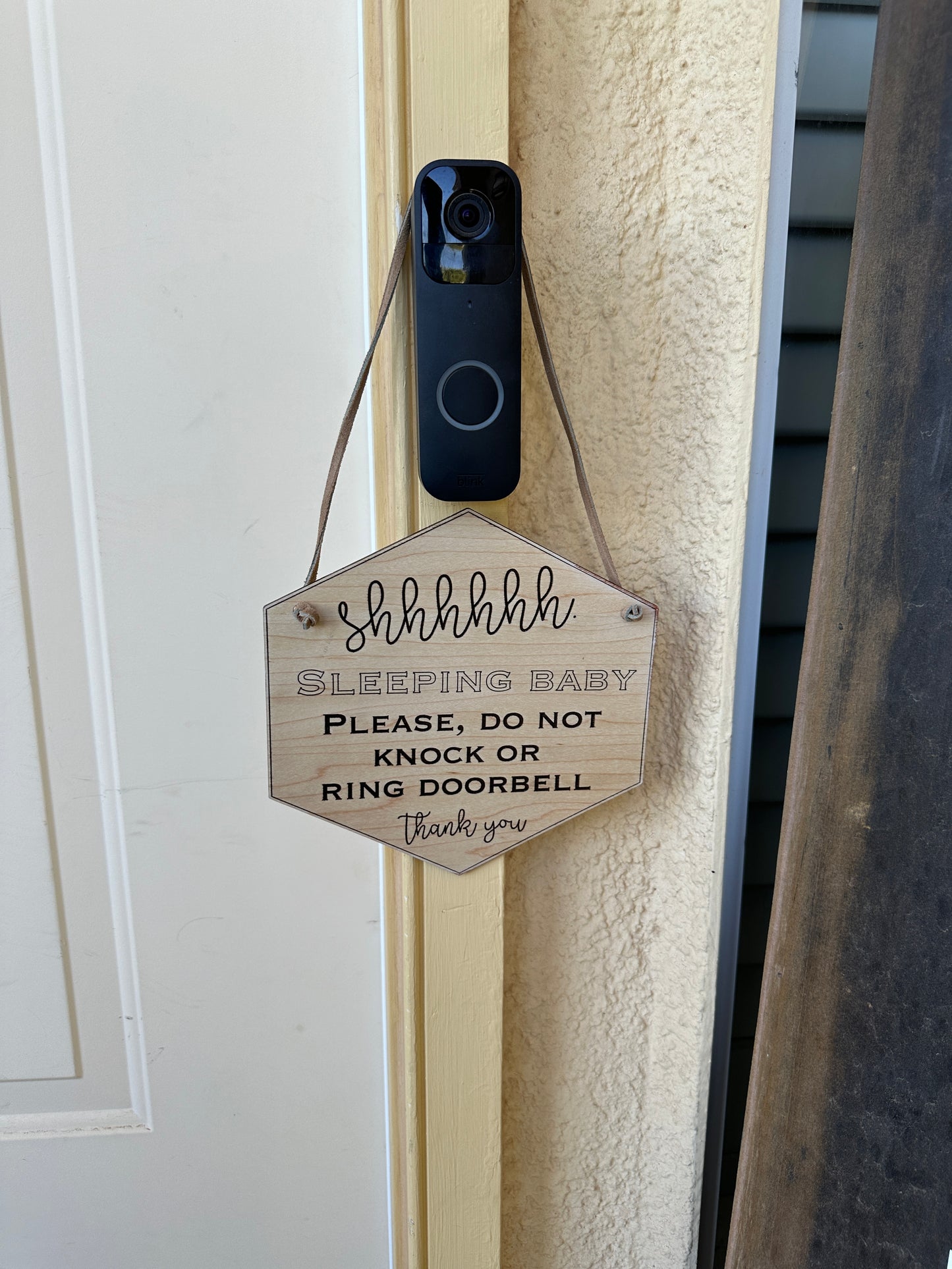 Sleeping Baby Door Sign: Please Do Not Knock or Ring Doorbell - Shhhhhhhh! Thank You