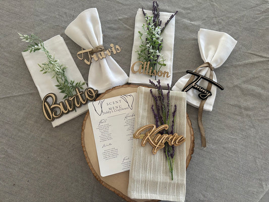 1.5" Wooden Wedding Name Cutout Tags – Custom Laser Cut Place Cards for Wedding Seating