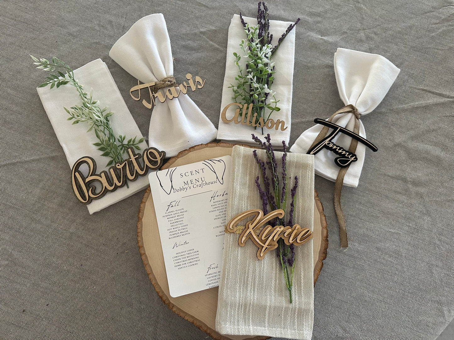 2.72" Wooden Wedding Name Cutout Tags w/ Offset Backer for Seating Arrangements – Custom Laser Cut Place Cards for Wedding Seating