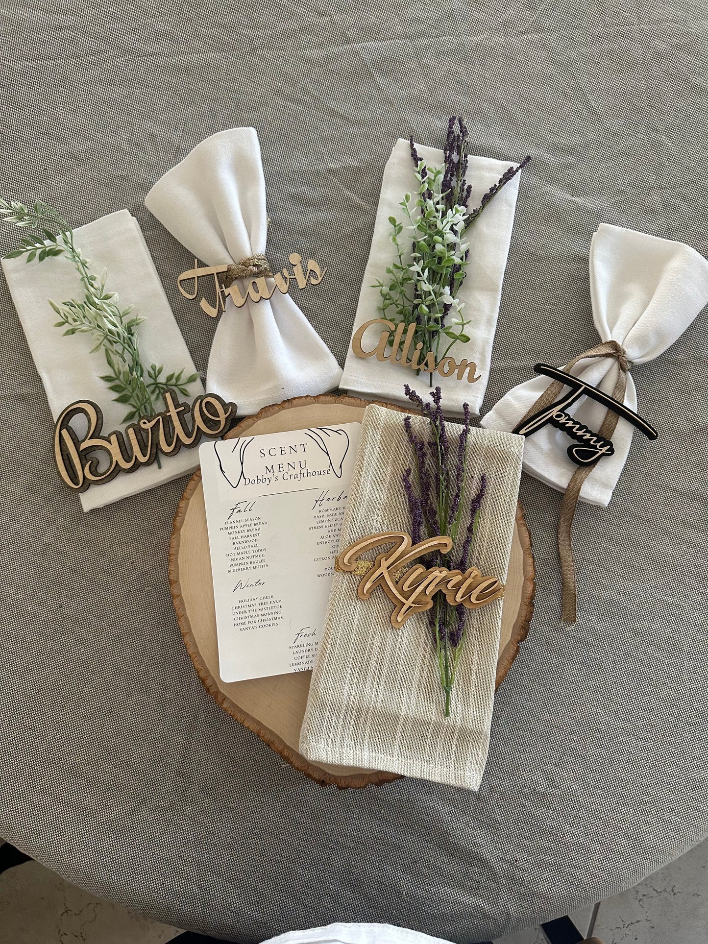 2.72" Wooden Wedding Name Cutout Tags w/ Offset Backer for Seating Arrangements – Custom Laser Cut Place Cards for Wedding Seating