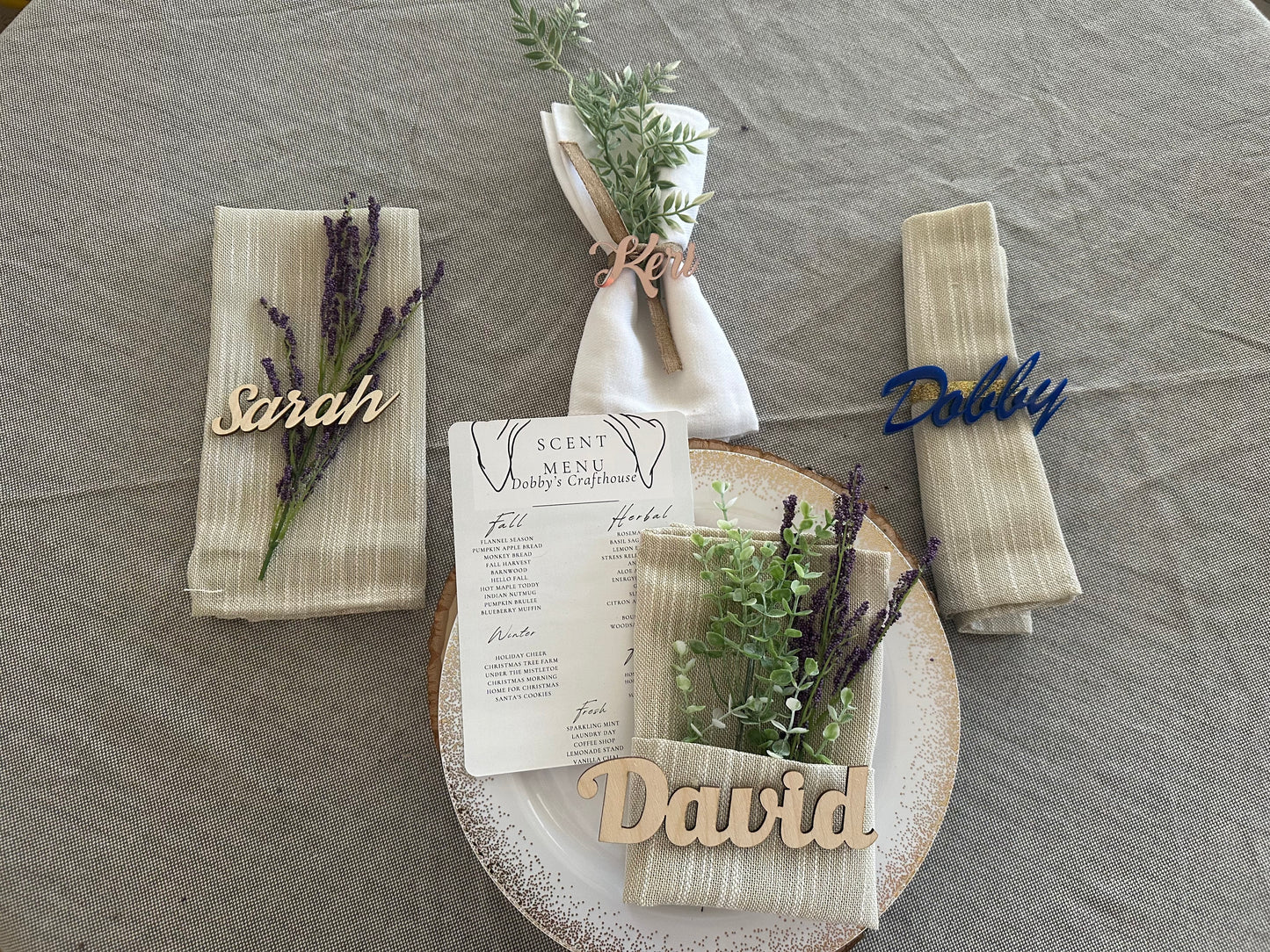 1.5" Wooden Wedding Name Cutout Tags – Custom Laser Cut Place Cards for Wedding Seating