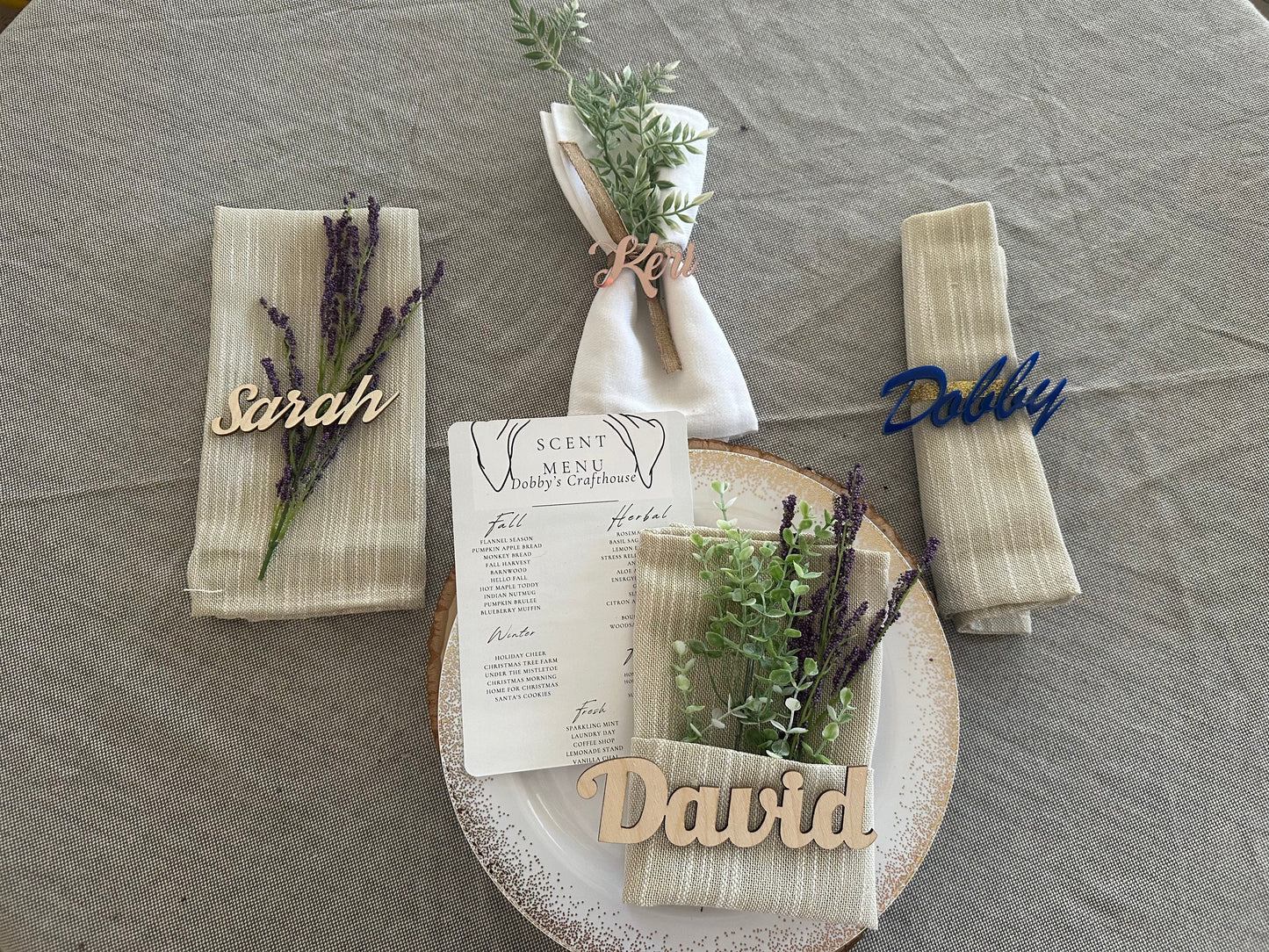 2" Wooden Wedding Name Cutout Tags – Custom Laser Cut Place Cards for Wedding Seating