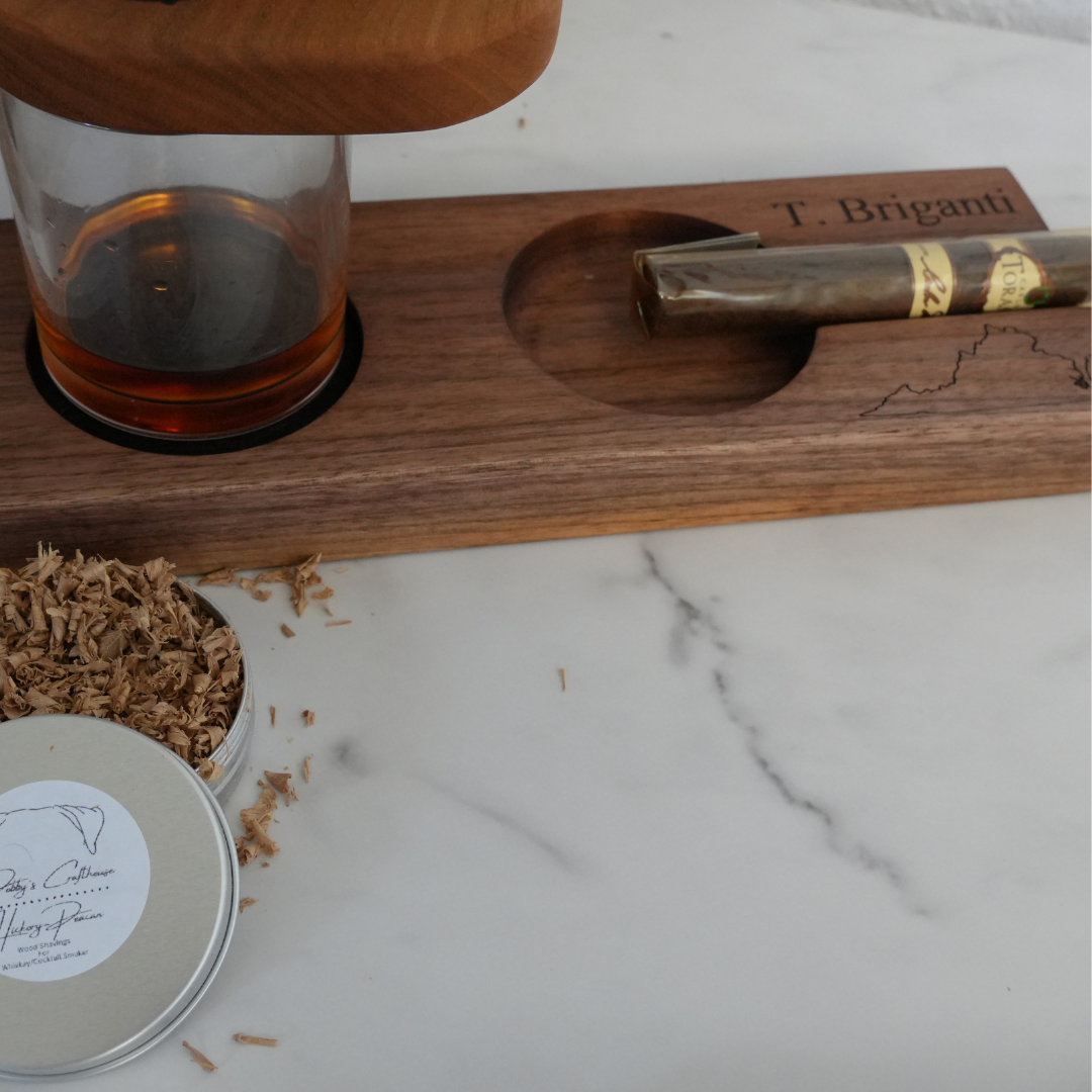 Handcrafted Cigar and Whiskey Tray | Perfect Gift for Men | Elegant Wooden Cigar Ashtray and Whiskey Glass Holder